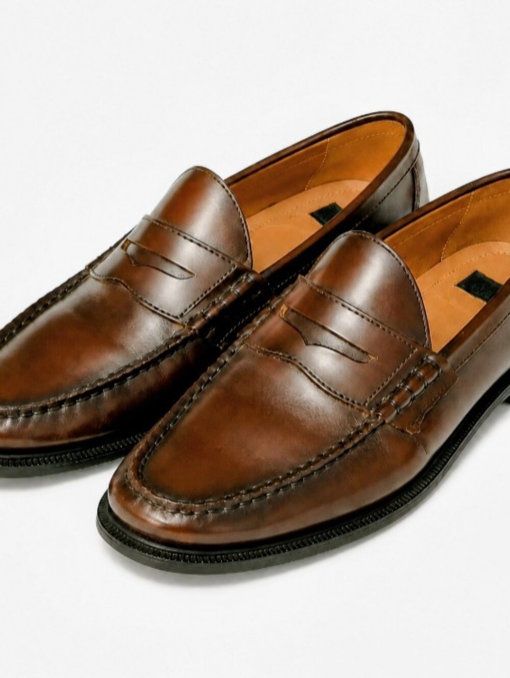 Nunn Bush Mens 9.5 M Brown Leather Penny Loafers Moc Toe Preppy Dress Shoes
